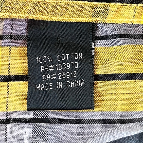 OBEY Lightweight Breathable Cotton Button Up Shirt Sz M Yellow Grey Western Boho - Picture 7 of 7